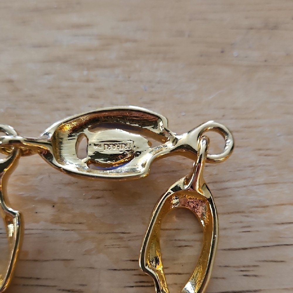 Trifari Gold Bracelet with Blue and Teal Accents - Picture 3 of 4